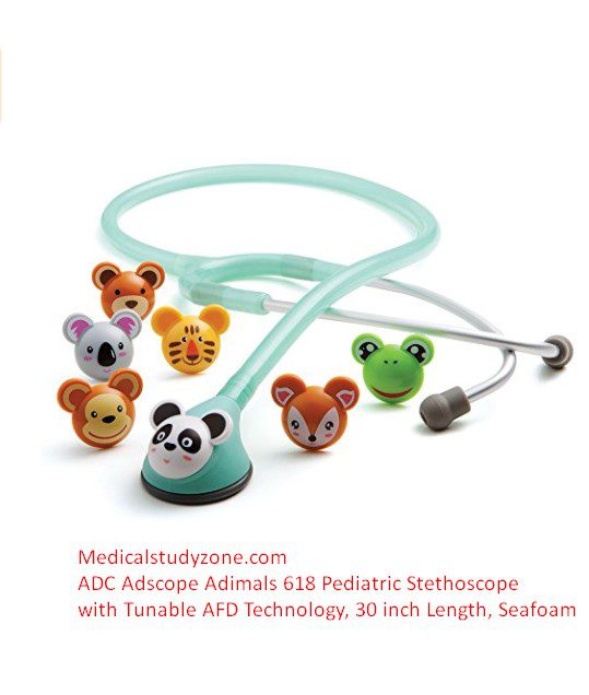 ADC Adscope Adimals 618 Pediatric Stethoscope with Tunable AFD Technology, 30 inch Length, Seafoam