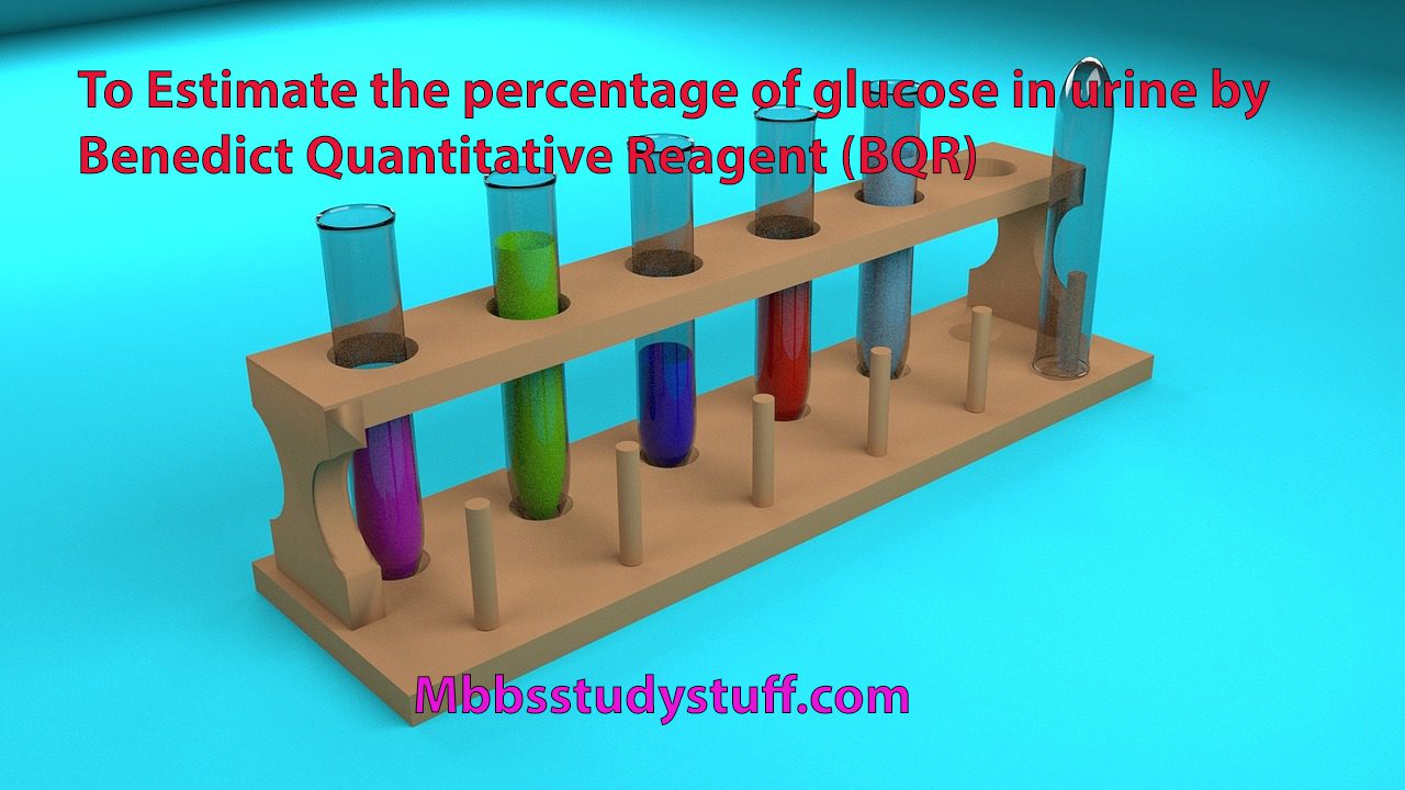 To Estimate the percentage of glucose in urine by Benedict Quantitative Reagent (BQR)