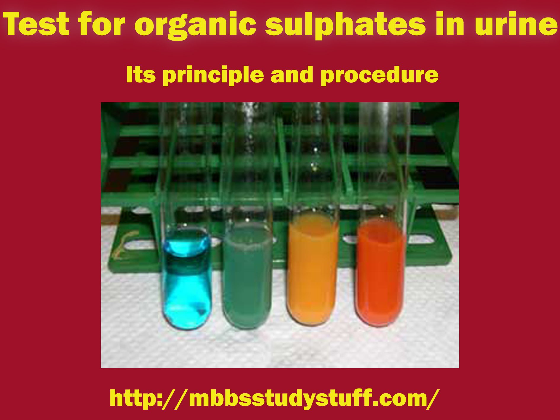 Test for organic sulphates in urine