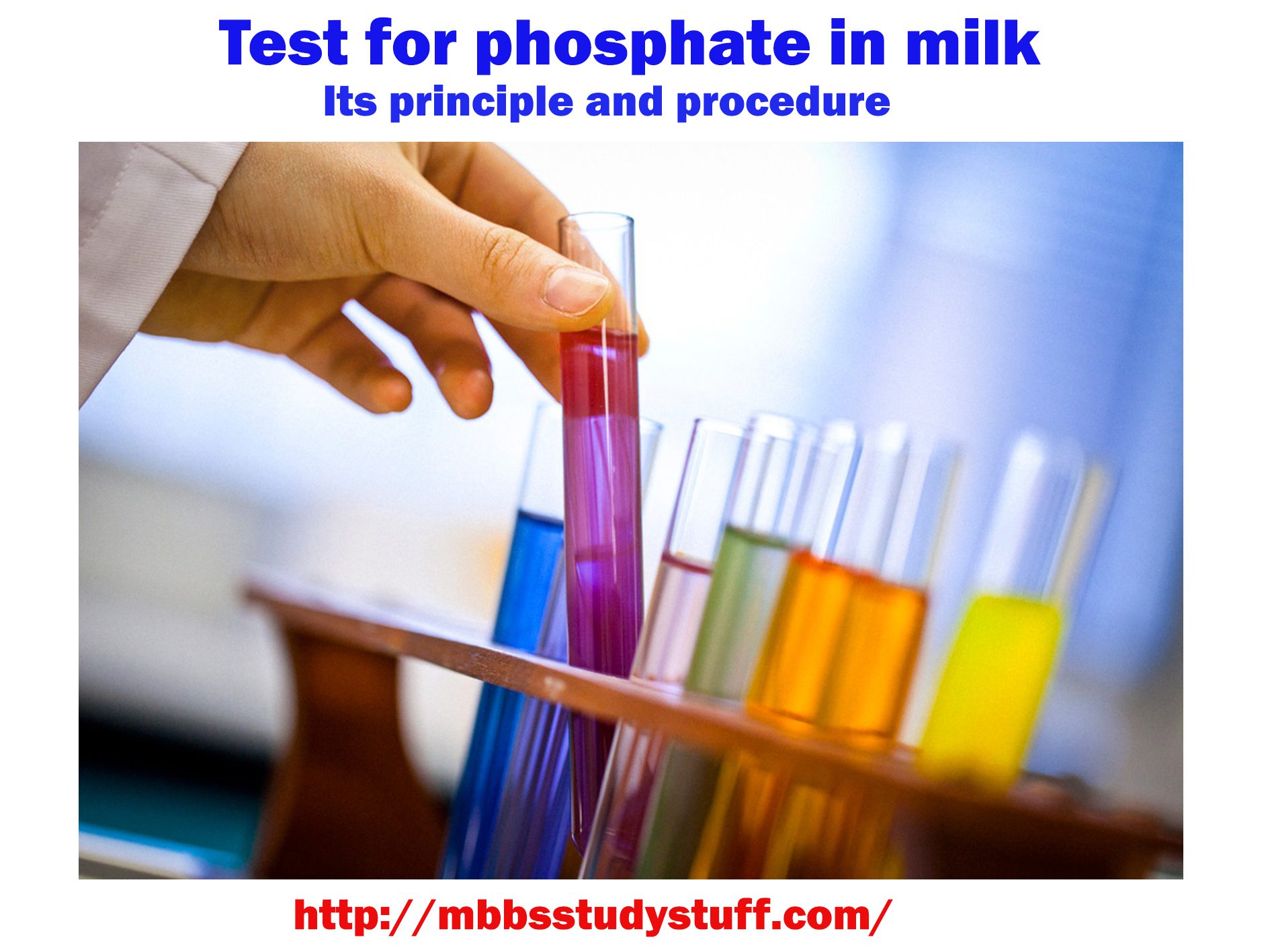 Test for phosphate in milk - Its principle and procedure