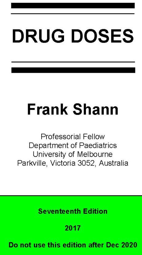 Drug Doses Frank Shann 17th Edition 2017 PDF Free Download