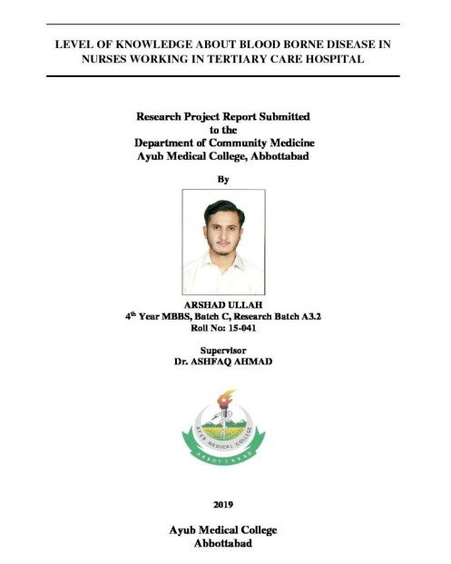 Level of knowledge about blood borne diseases in nurses working in a tertiary care hospital