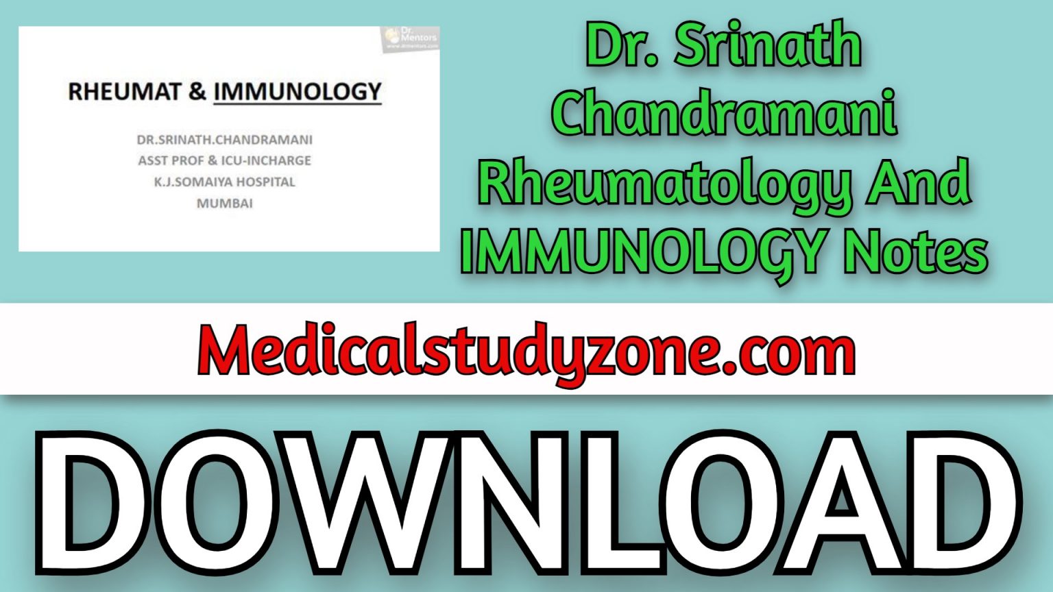Sample Rheumatology Note Download Dr. Srinath Chandramani Rheumatology And IMMUNOLOGY Notes PDF ...