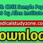 12th CBSE Sample Papers 2020 by Allen Institute PDF Free Download