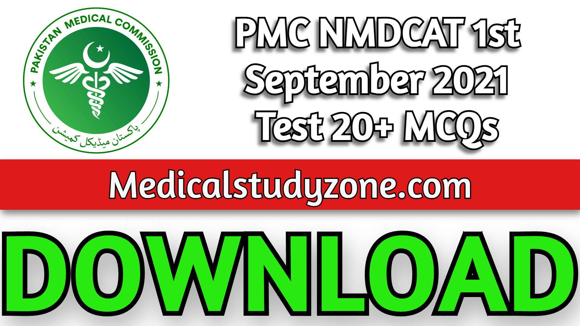 PMC NMDCAT 1st September 2021 Test 20+ MCQs Collection PDF Free Download