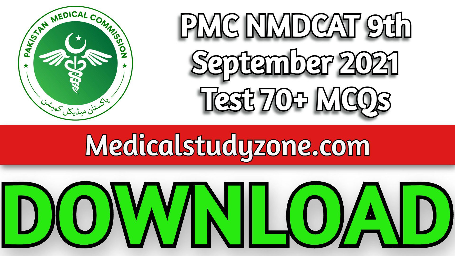 PMC NMDCAT 9th September 2021 Test 70+ MCQs Collection PDF Free Download