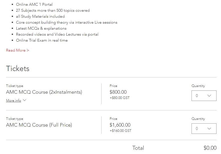 AMC MCQ Course price