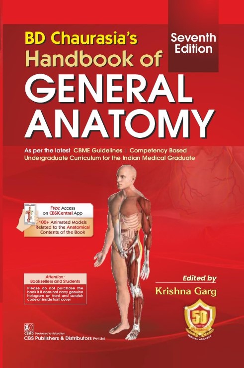 BD Chaurasia’s Handbook of General Anatomy 7th Edition 2025 PDF Free Download cover