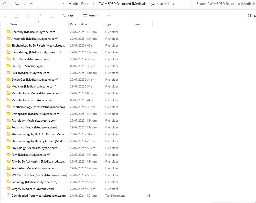 PW MedEd Recorded Videos + Notes All Subjects Free Download (Size 412 GB) cover image